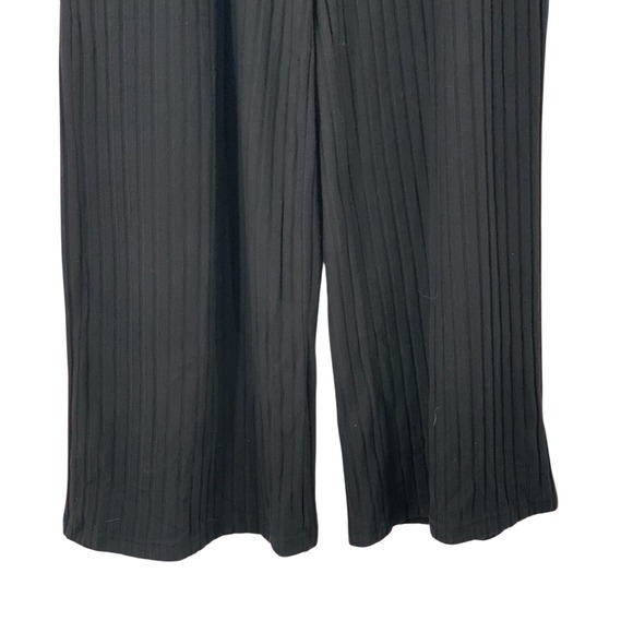 Halara Women's Black Ribbed High Waisted Wide Leg Pull On Lounge Pants Size L - Picture 8 of 15